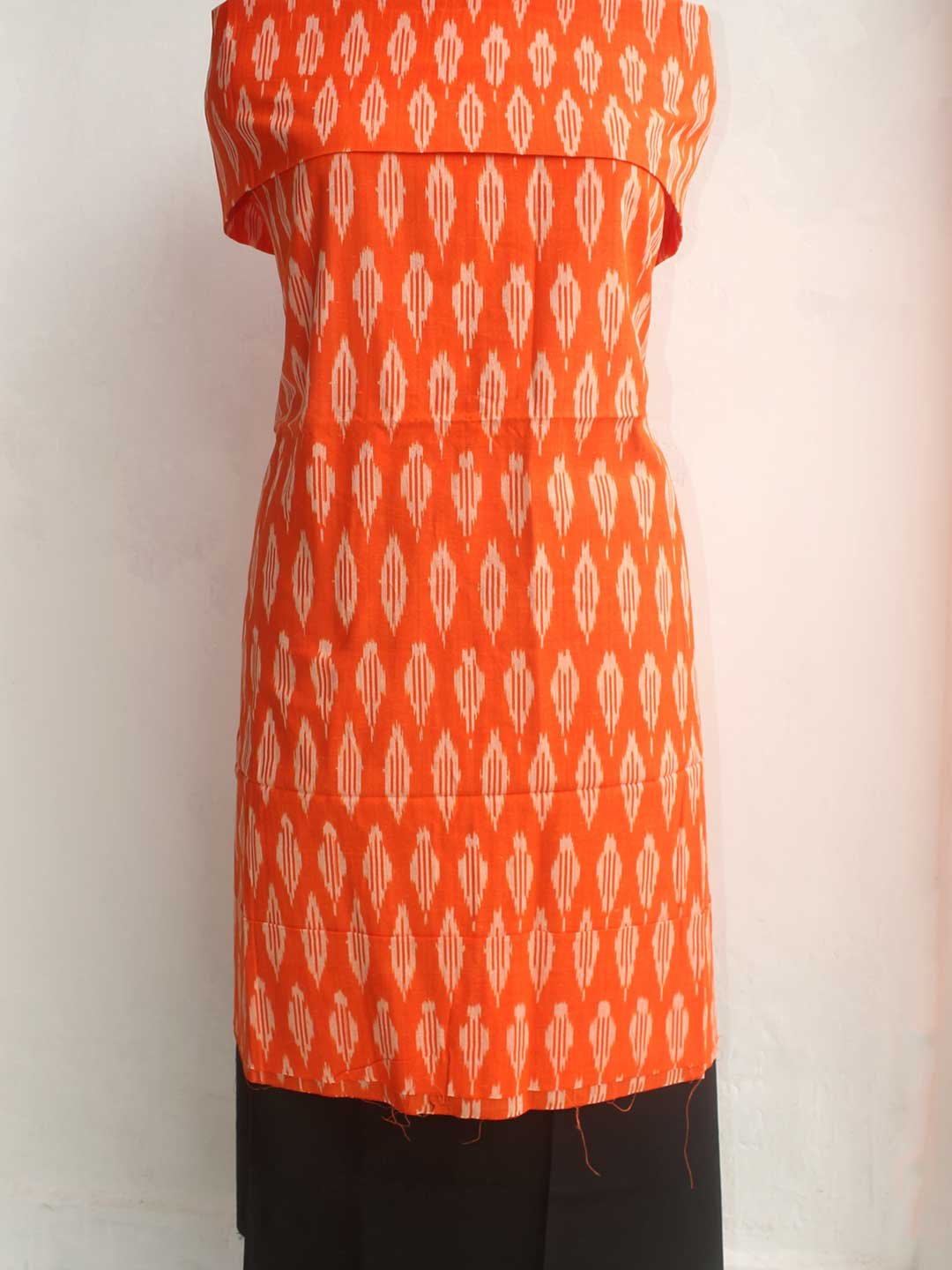 Orange-and-black-ikat-cotton-2pc-ladies-suit-set Orange-and-black-ikat-cotton-2pc-ladies-suit-set