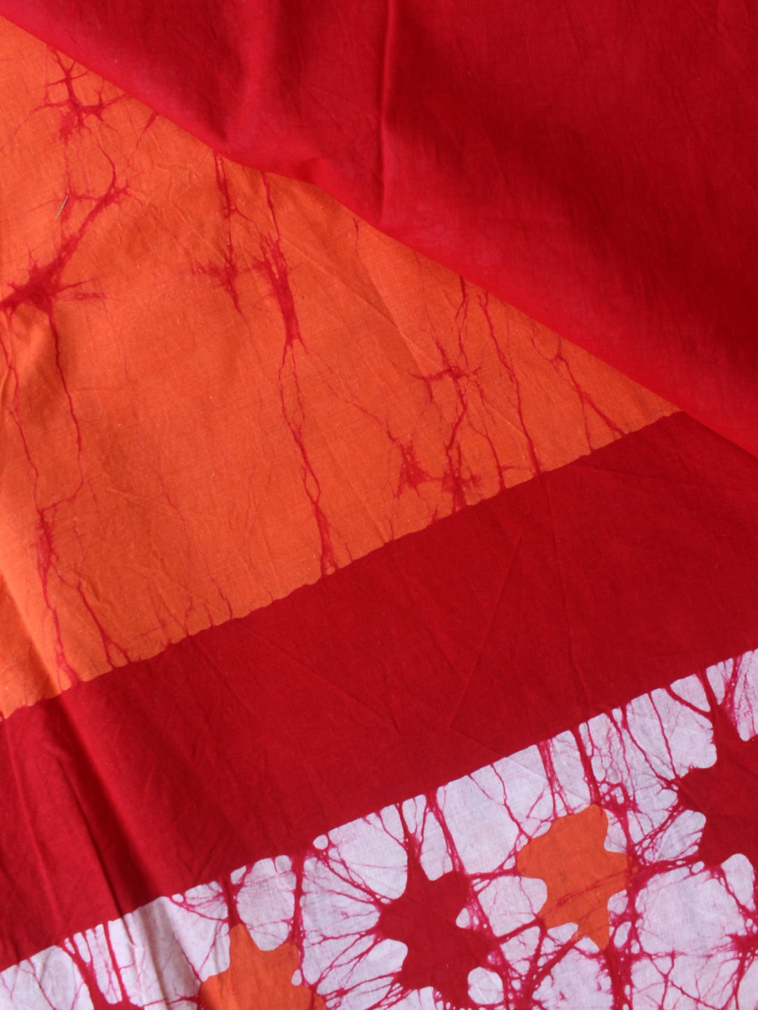 Orange-and-red-batik-mulmul-sari Orange-and-red-batik-mulmul-sari