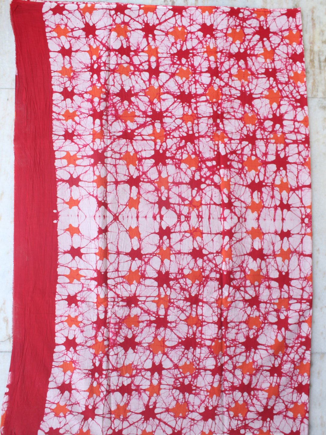 Orange-and-red-pure-cotton-batik-saree Orange-and-red-pure-cotton-batik-saree