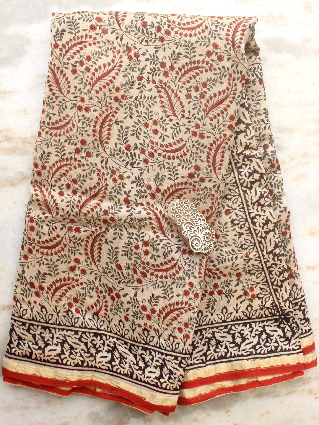 Paisley-palla-red-and-black-block-printed-chanderi-saree- Paisley-palla-red-and-black-block-printed-chanderi-saree-