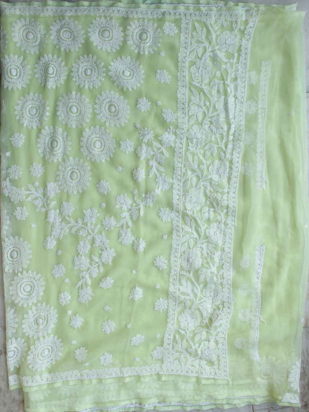 Pale-yellow-lucknowi-chikankari-saree Pale-yellow-lucknowi-chikankari-saree