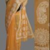 Pastel-orange-georgette-chikankari-saree