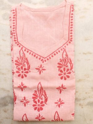 Peach-cotton-chikankari-kurta-Shilphaat