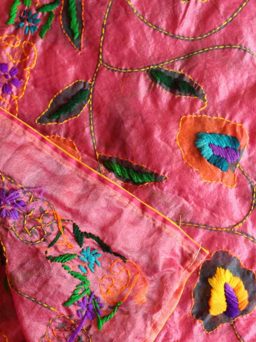 Pink-block-printed-embroidered-chanderi-dupatta