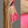 Pink-eri-silk-palla,-beige-katiya-tussar-silk-saree