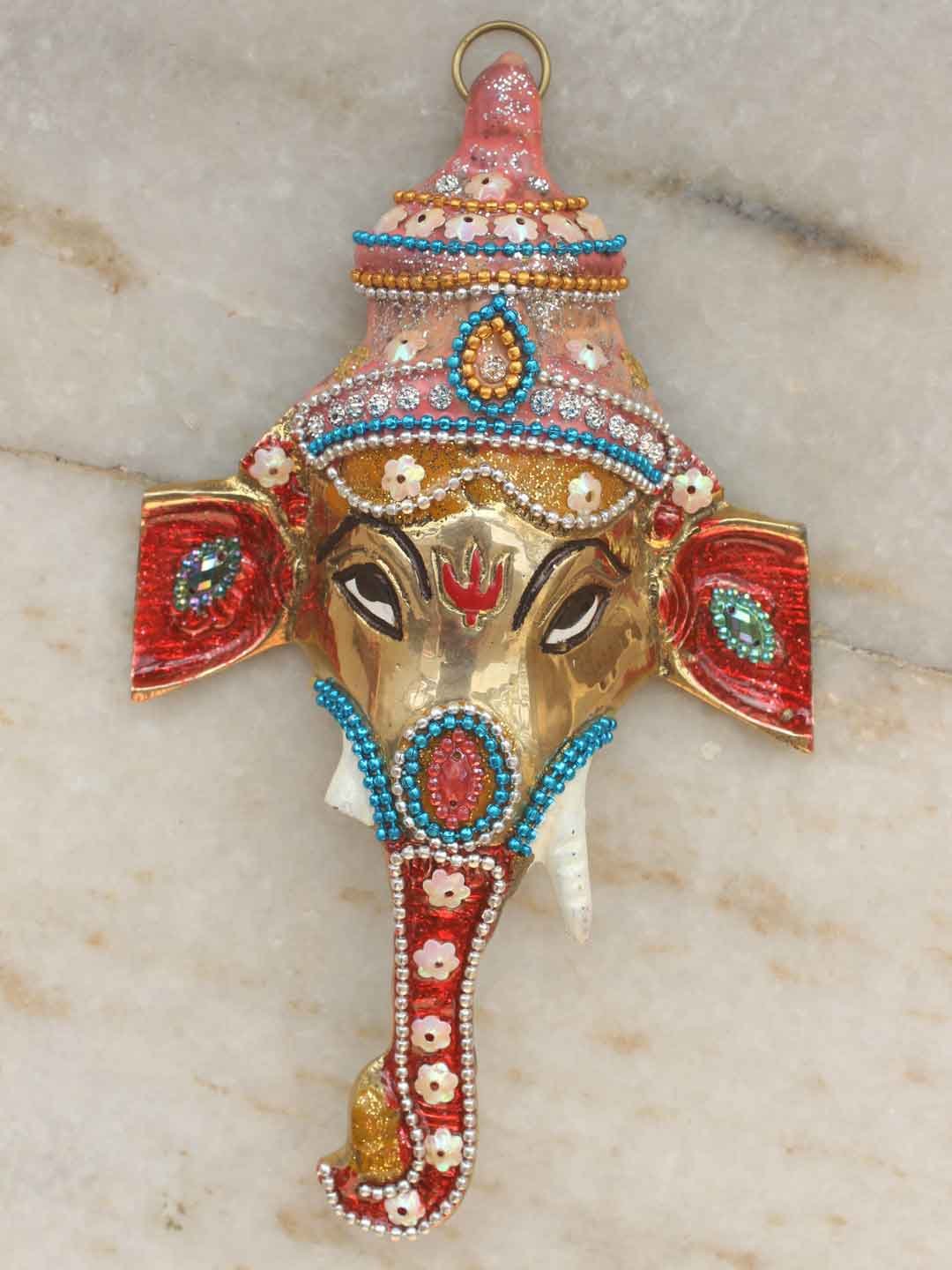 Pink-mukut-brass-Ganesha Pink-mukut-brass-Ganesha