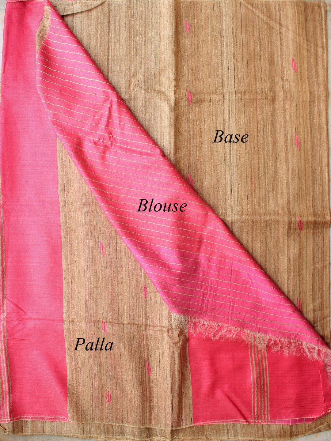 Pink-palla-and-beige-katiya-tussar-silk-sari-