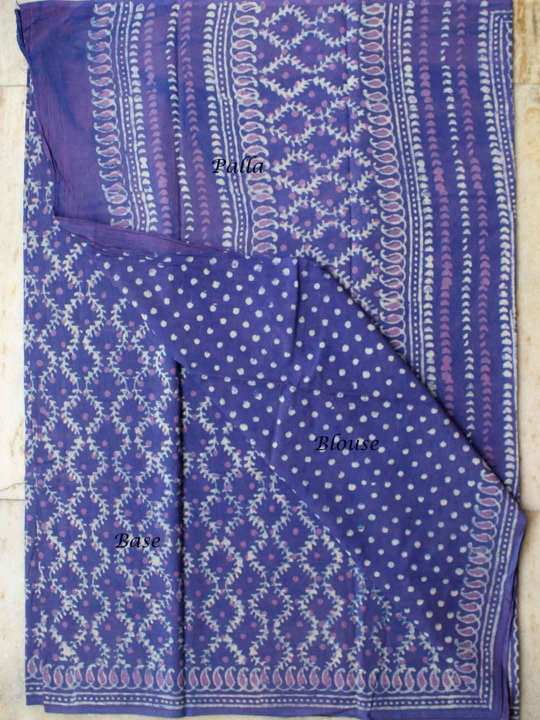 Purple-and-pink-bagru-printed-cotton-mul-sari Purple-and-pink-bagru-printed-cotton-mul-sari