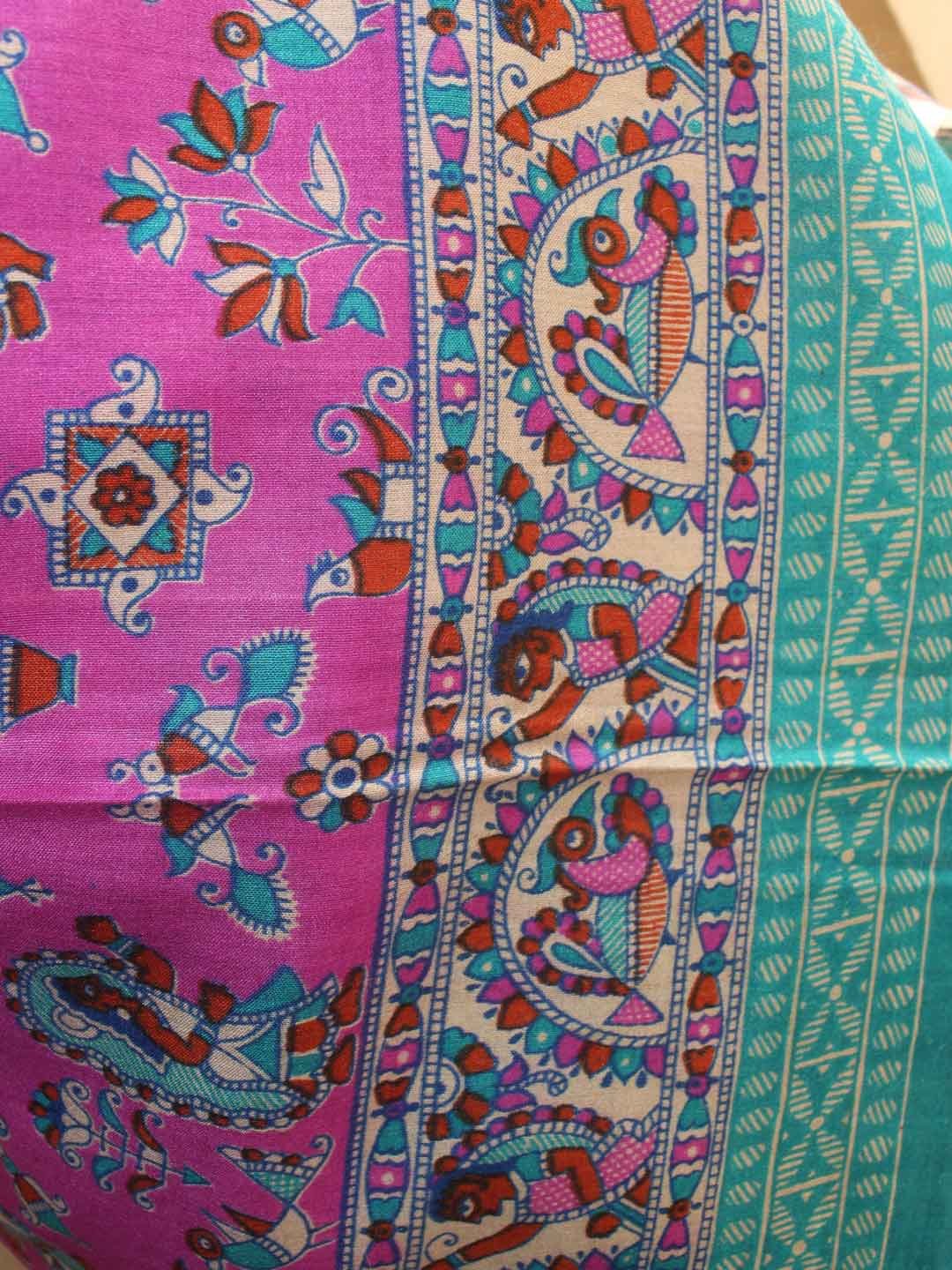 Purple-and-pink-muga-tussar-silk-madhubani-sari-at-Shilphaat Purple-and-pink-muga-tussar-silk-madhubani-sari-at-Shilphaat