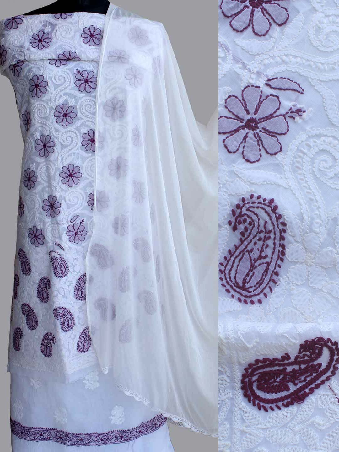 Purple-and-white-chikankari-cotton-dress-material-Shilphaat Purple-and-white-chikankari-cotton-dress-material-Shilphaat