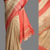 Red-and-beige-ghicha-tussar-silk-saree
