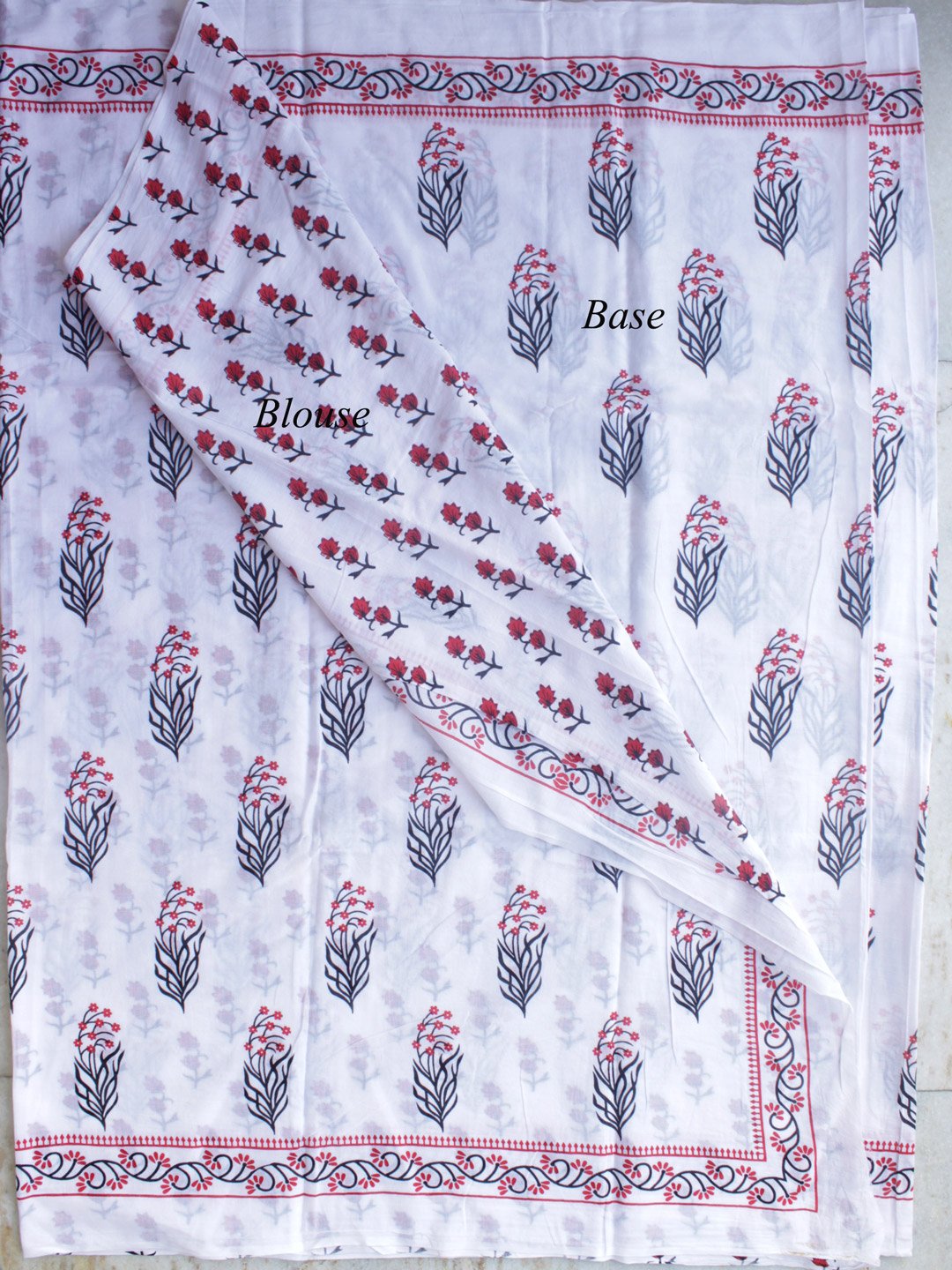 Red-and-black-bagru-printed-pure-cotton-sari Red-and-black-bagru-printed-pure-cotton-sari
