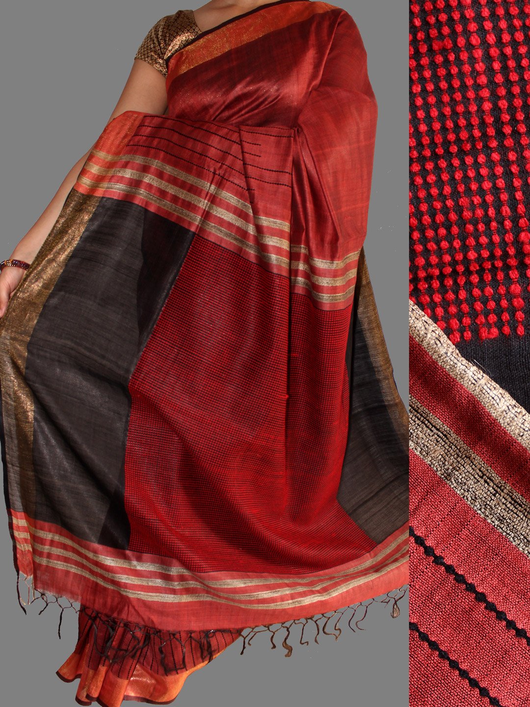 Red-and-black-silk-cotton-sari Red-and-black-silk-cotton-sari
