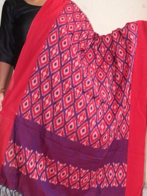 Red-and-purple-Ikat-cotton-dupatta