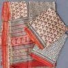 Red,-black-and-beige-block-printed-chanderi-dress-material at Shilphaat.com