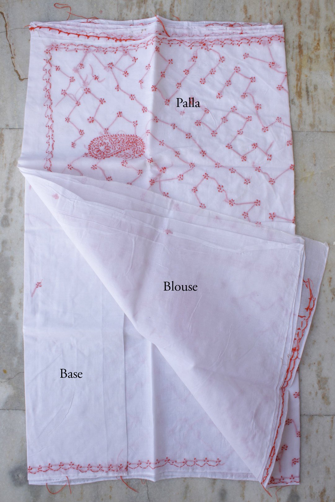 Red-lucknow-embroidery-on-cotton-saree Red-lucknow-embroidery-on-cotton-saree