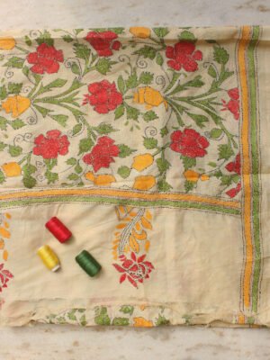Red-roses-kantha-handembroidered-silk-dupatta