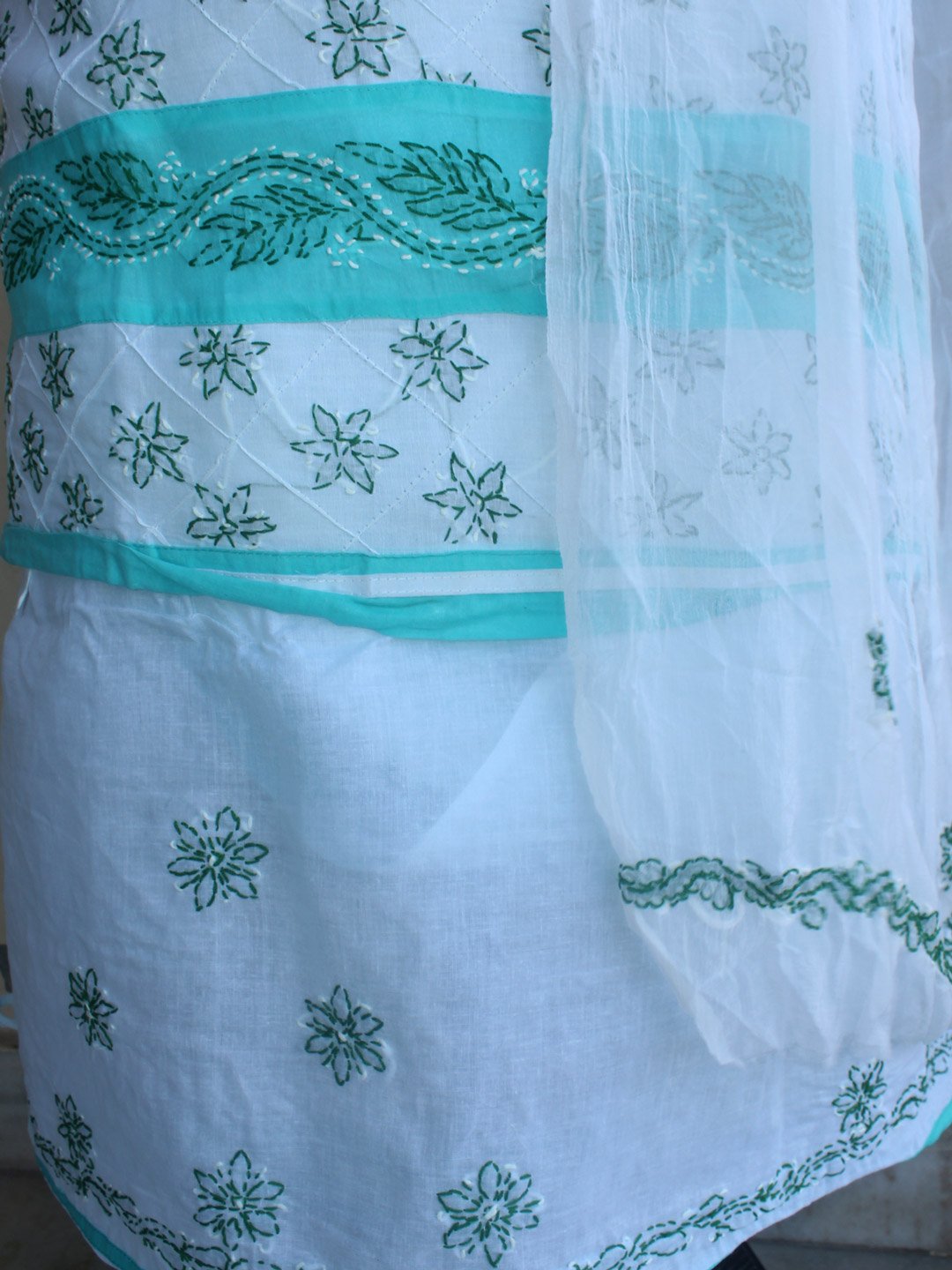 Sea-green-and-white-cotton-chikankari-ladies-suit