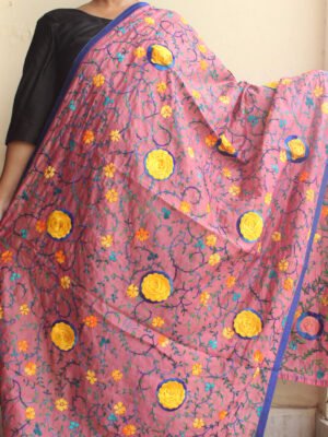 Yellow-Gulab-Patch,-Pink-Phulkari-dupatta