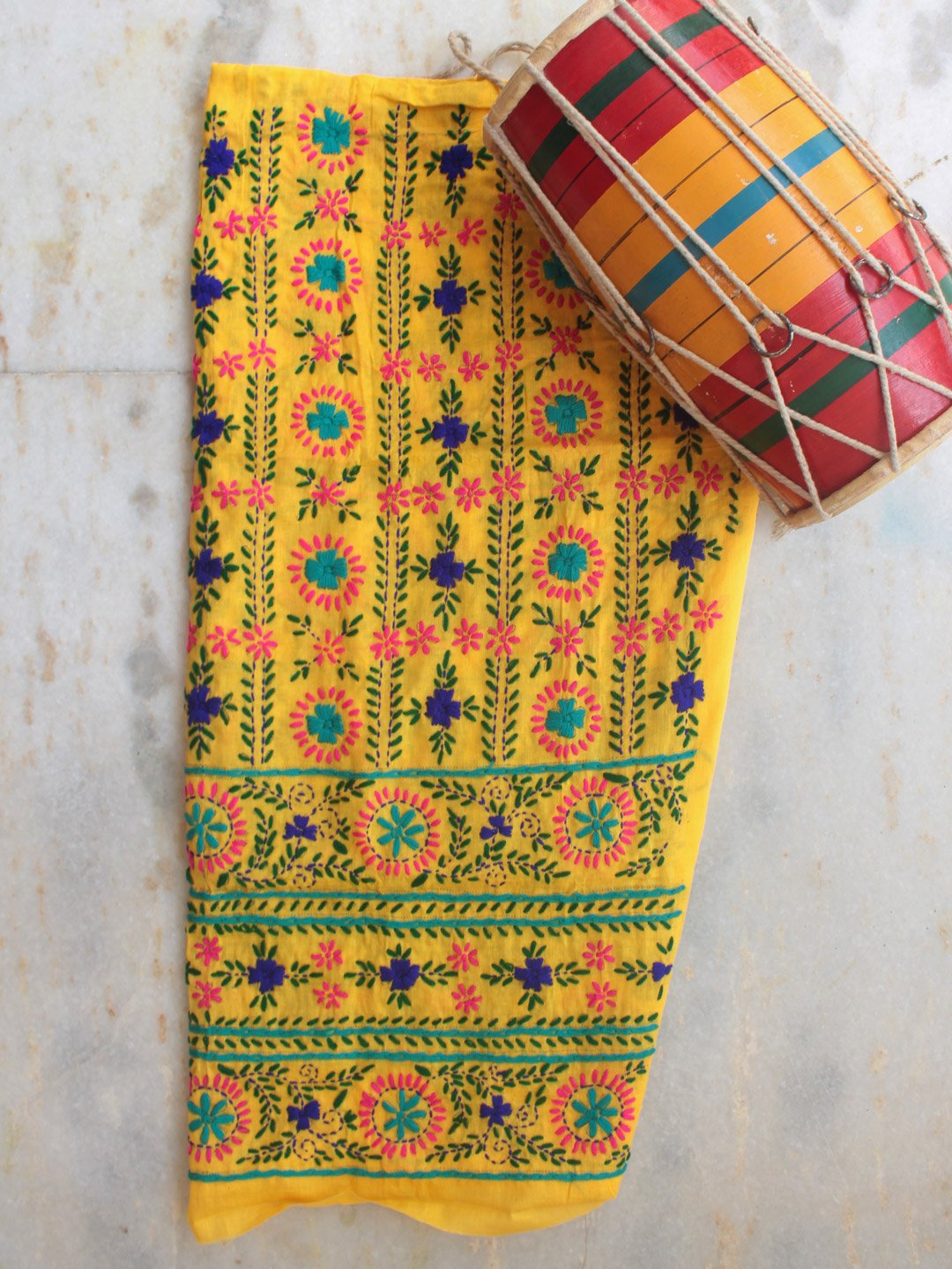 Yellow-Phulkari-cotton-salwar-fabric Yellow-Phulkari-cotton-salwar-fabric