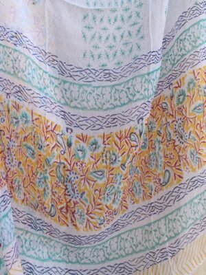 Yellow-and-green-sanganeri-block-printed-white-cotton-dupatta