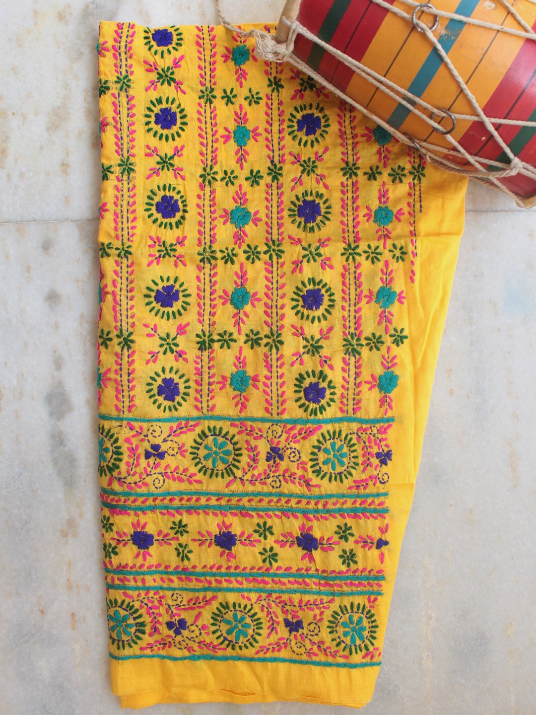 Yellow-fulkari-cotton-salwar-fabric Yellow-fulkari-cotton-salwar-fabric