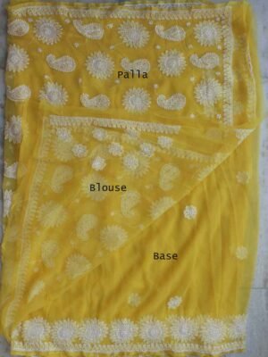 Yellow-lucknow-chikankari-saree