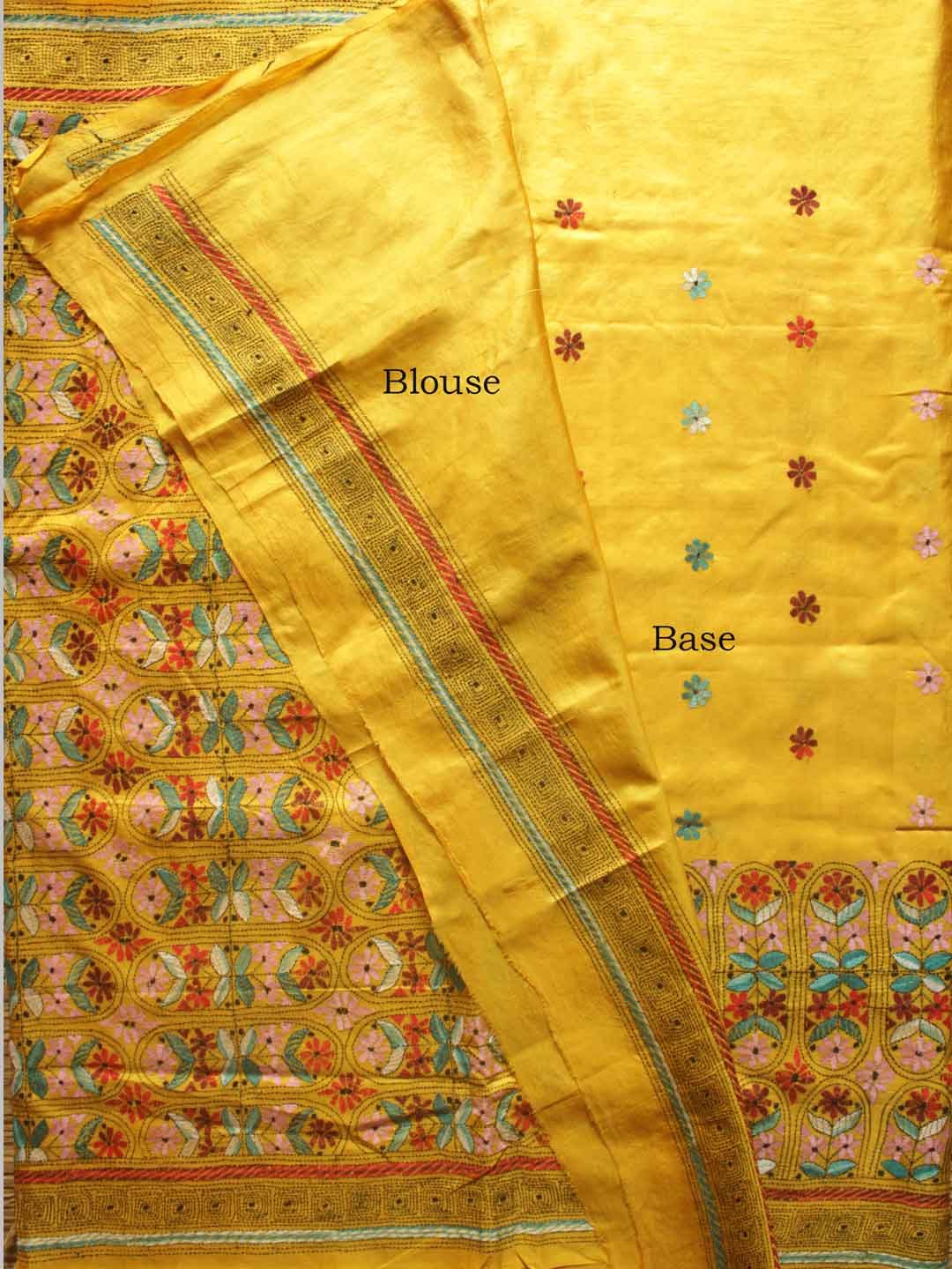 Yellow-nokshi-kantha-silk-sari Yellow-nokshi-kantha-silk-sari