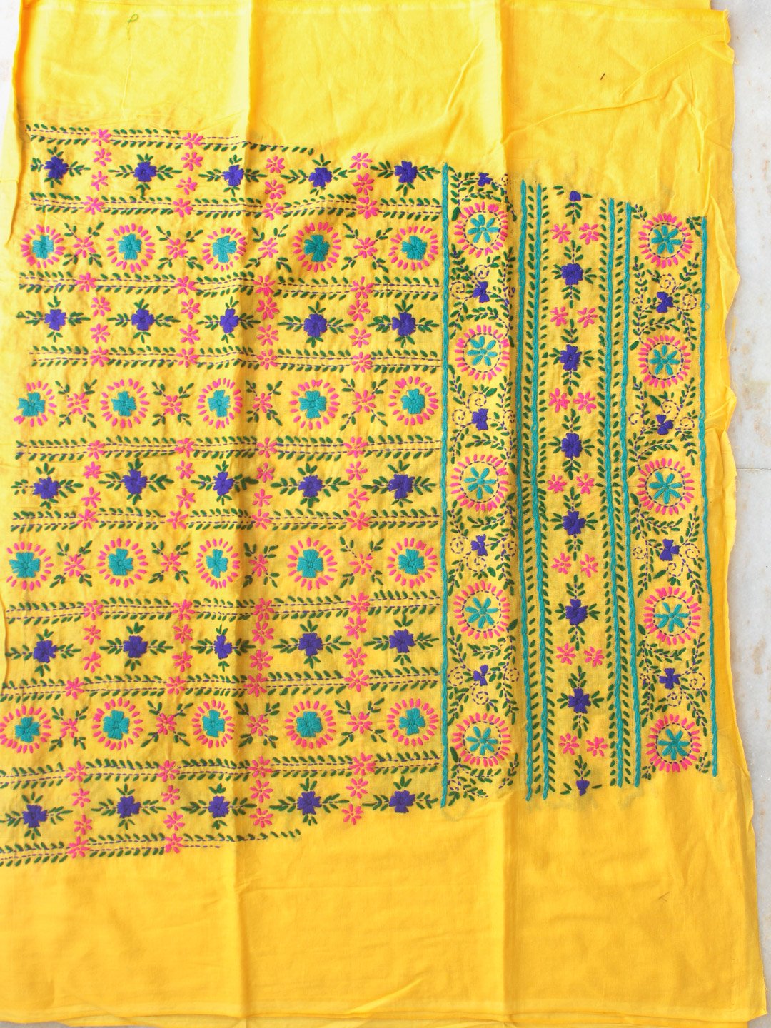Yellow-phulkari-cotton-bottom-fabric Yellow-phulkari-cotton-bottom-fabric