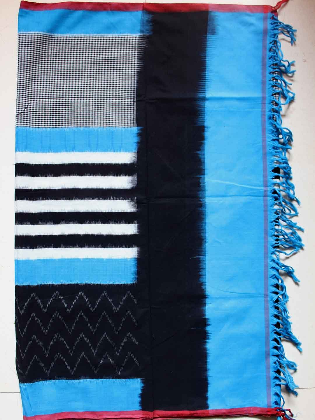 blue-black-and-white-ikat-cotton-dupatta