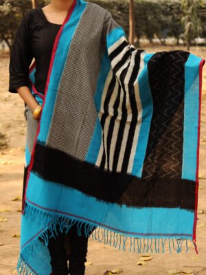 blue-black-and-white-ikat-dupatta