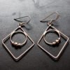 diamond-shape-pure silver dangle earrings