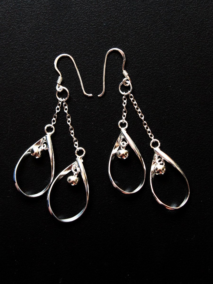 double-drop-dangle earrings double-drop-pure silver dangle earrings