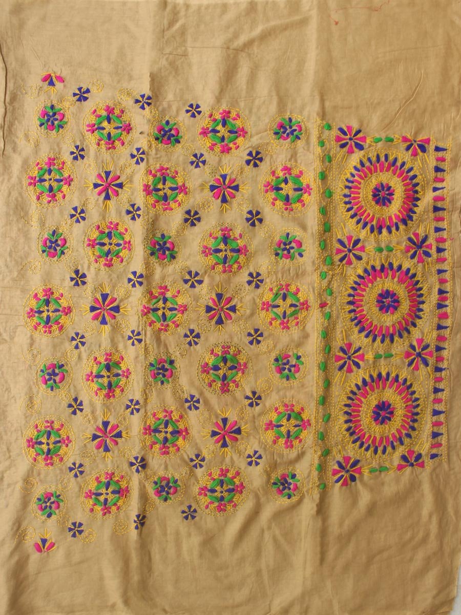 fawn-brown-fulkari-embroidered-salwar-fabric-Shilphaat fawn-brown-fulkari-embroidered-salwar-fabric-Shilphaat