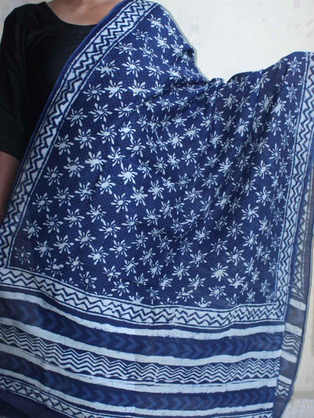 floral-indigo-block-print-chanderi-dupatta-shilphaat floral-indigo-block-print-chanderi-dupatta-shilphaat