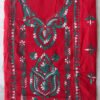 green-kanthawork-on-Dark-red-cotton-kurta-fabric