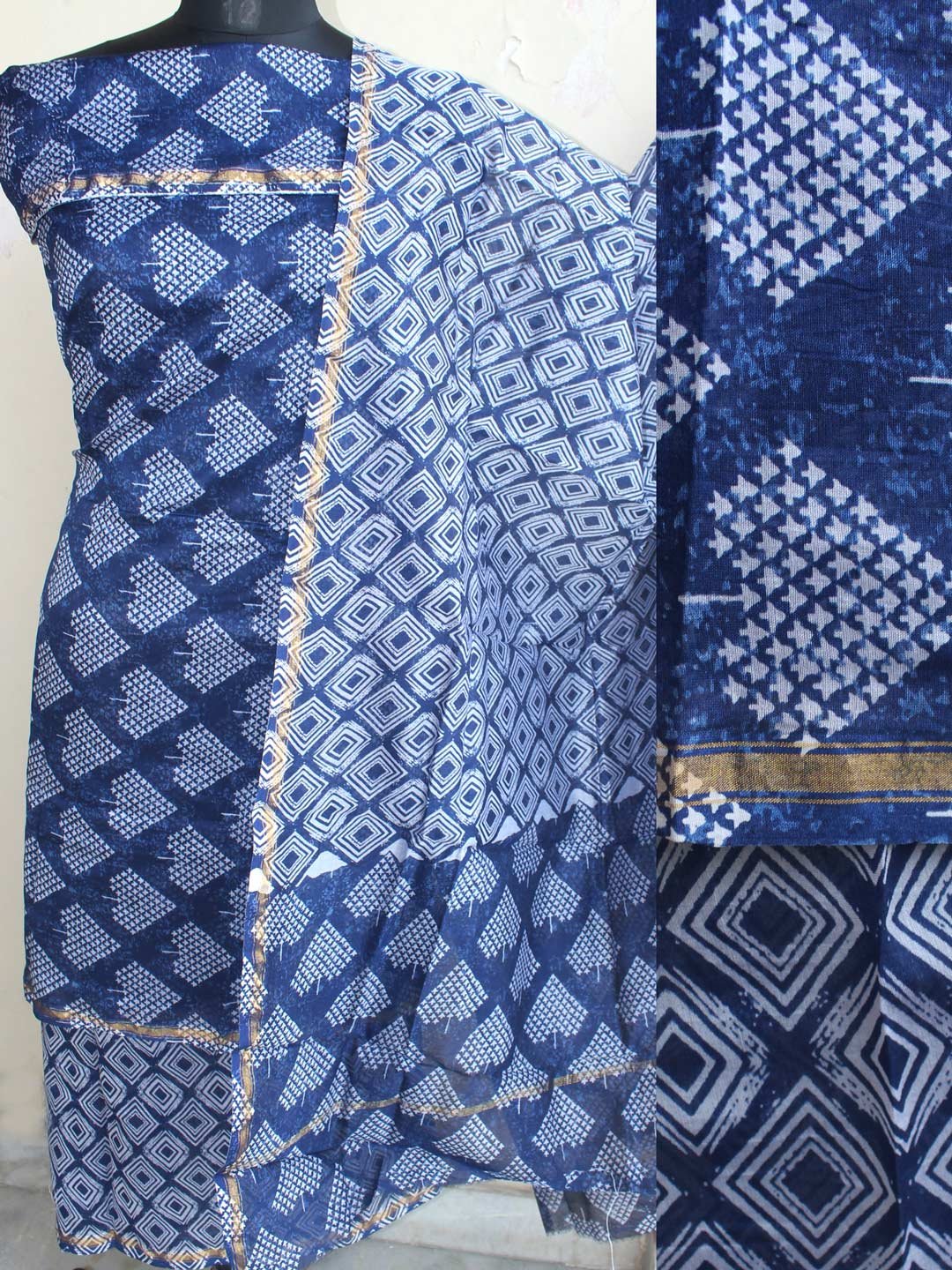 indigo-and-white-chanderi-block-printed-indigo-dress-material indigo-and-white-chanderi-block-printed-indigo-dress-material
