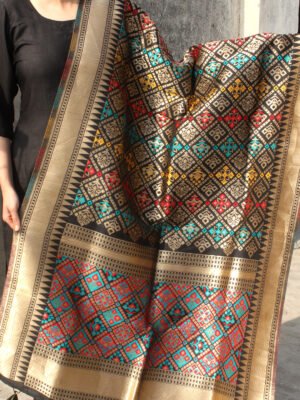 multicolour-meena-banarasi-on-black-art-silk-dupatta