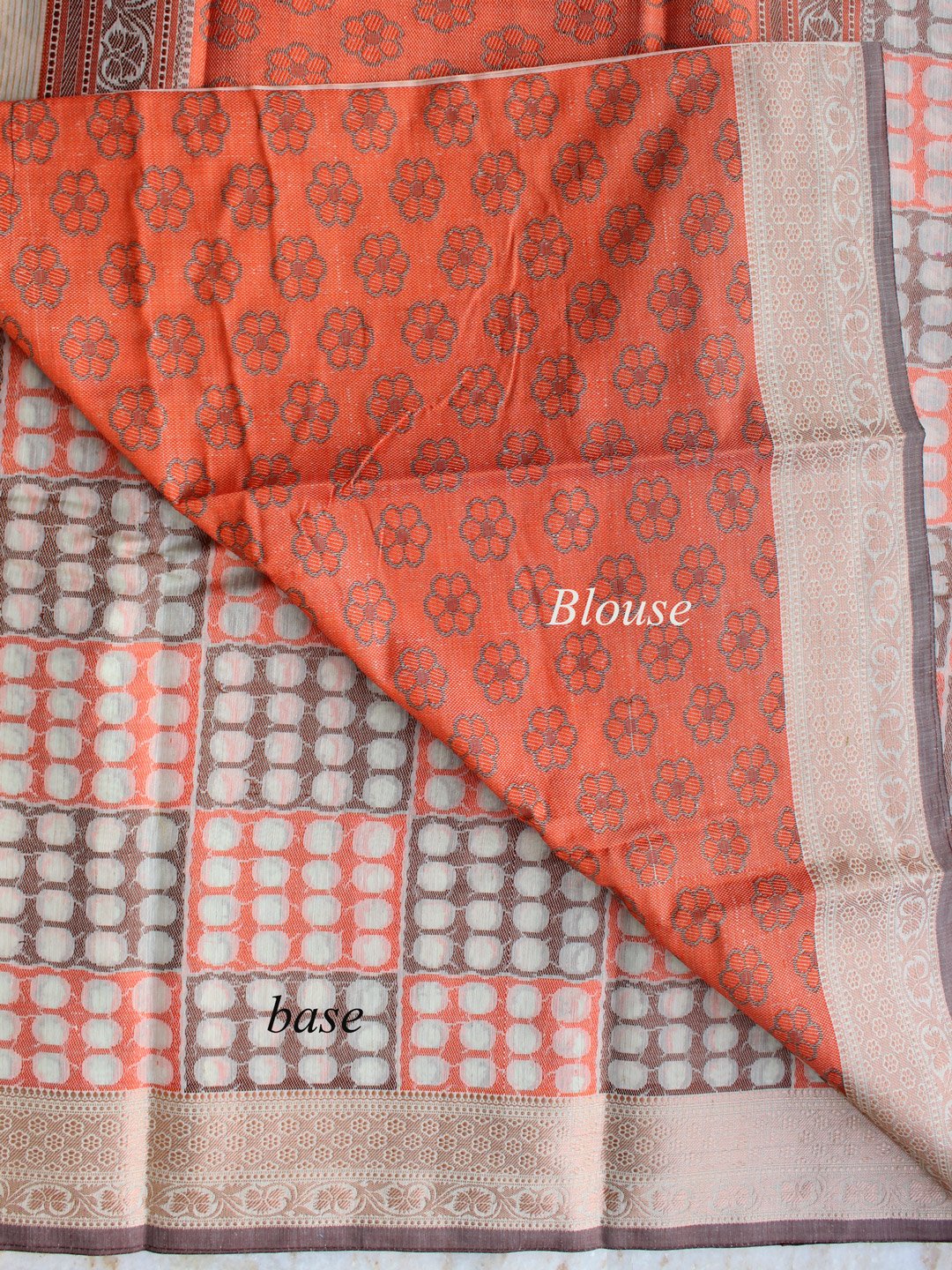 off-white-and-orangezari-border--benares-sari off-white-and-orangezari-border--benares-sari