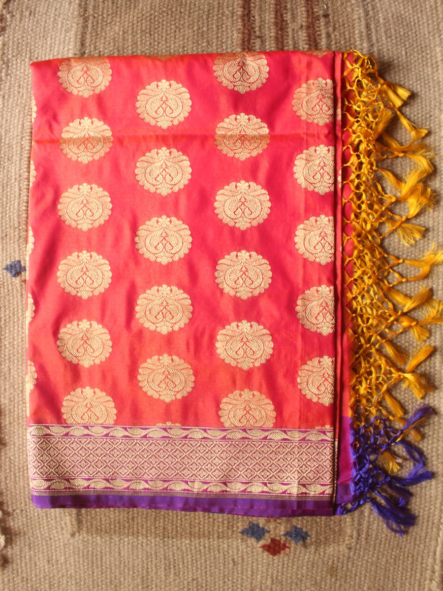 orange-Art-katan-silk-banarasi-duppata orange-Art-katan-silk-banarasi-duppata