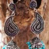 paisley-and torquise pure silver jhumki