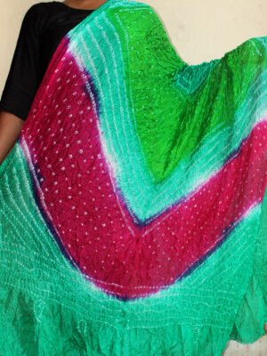 pink-and-green-polysilk-bandhani-duppata