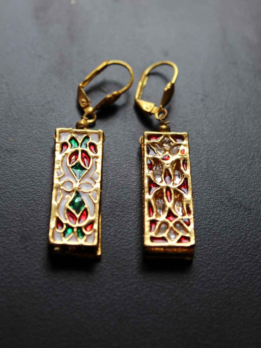 rectangular-kundanwork earrings rectangular-kundanwork earrings