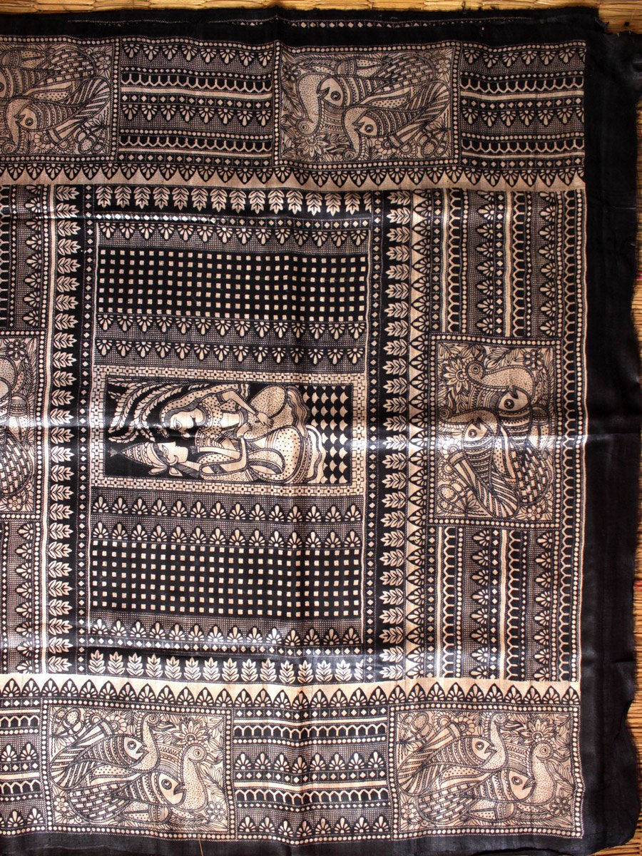 red-and-black-bhagalpuri-tasar-silk-saree red-and-black-bhagalpuri-tasar-silk-saree