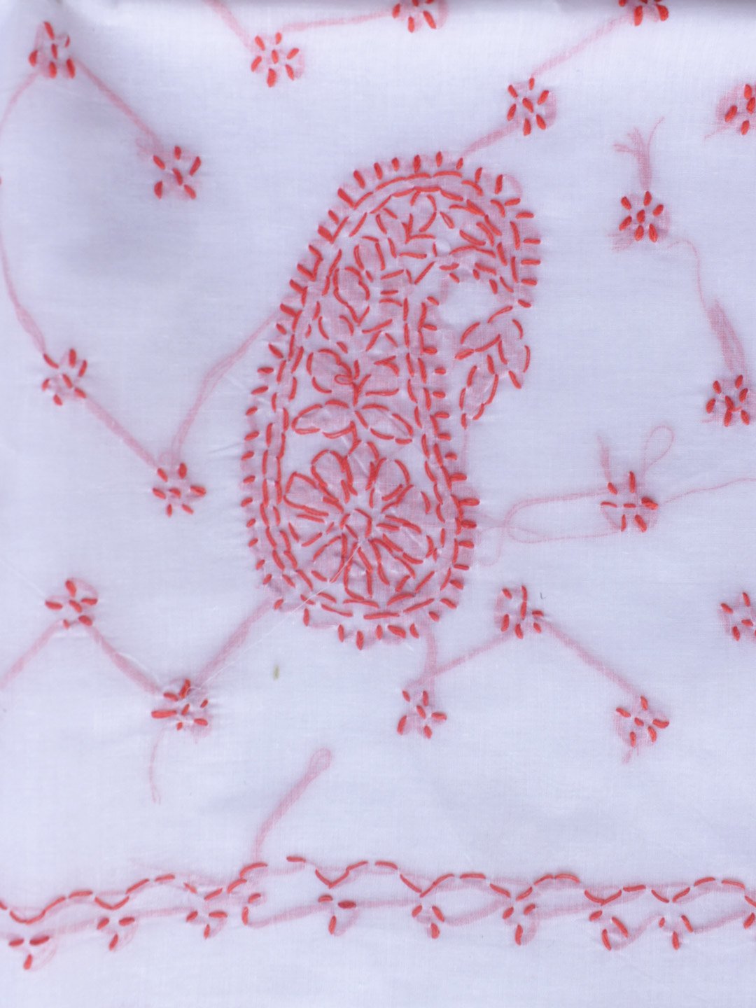 red-chikankari-handembroidered-white-cotton-sari ed-chikankari-handembroidered-white-cotton-sari