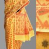 red-yellow-jamdani-weave-polycotton-banarasi-sari