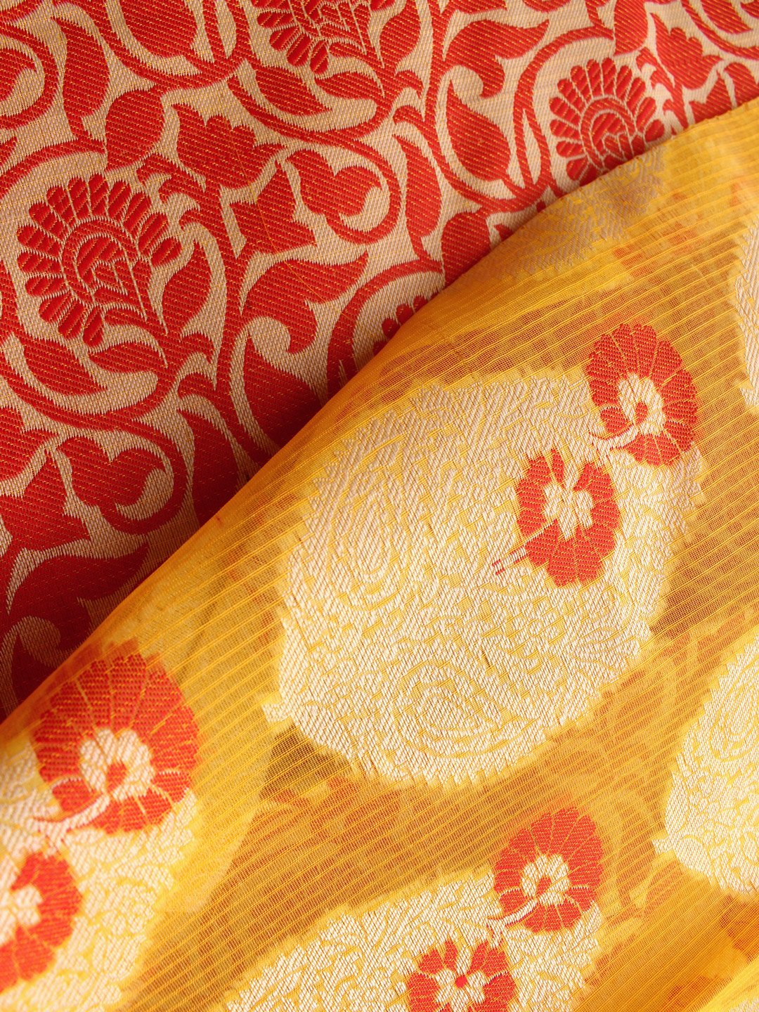 red-yellow-resham-brocade-banarasi-sari red-yellow-resham-brocade-banarasi-sari