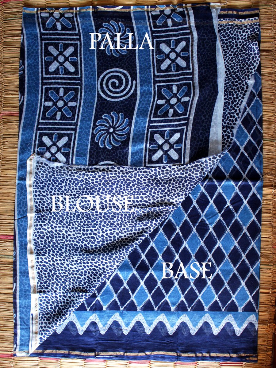 rhomboid-indigo-chanderi-complete-saree