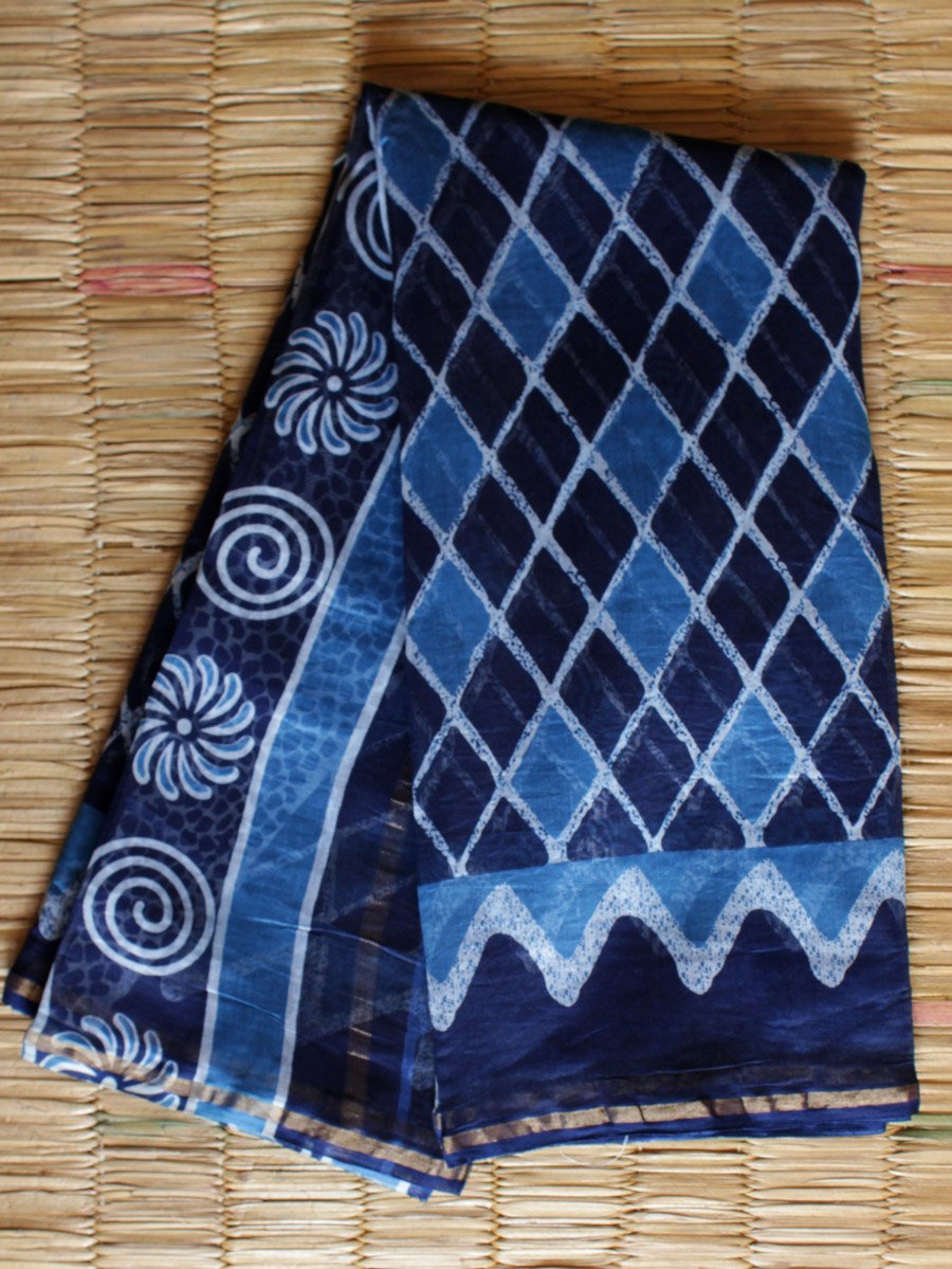rhomboid-indigo-chanderi-silk-cotton-saree rhomboid-indigo-chanderi-silk-cotton-saree