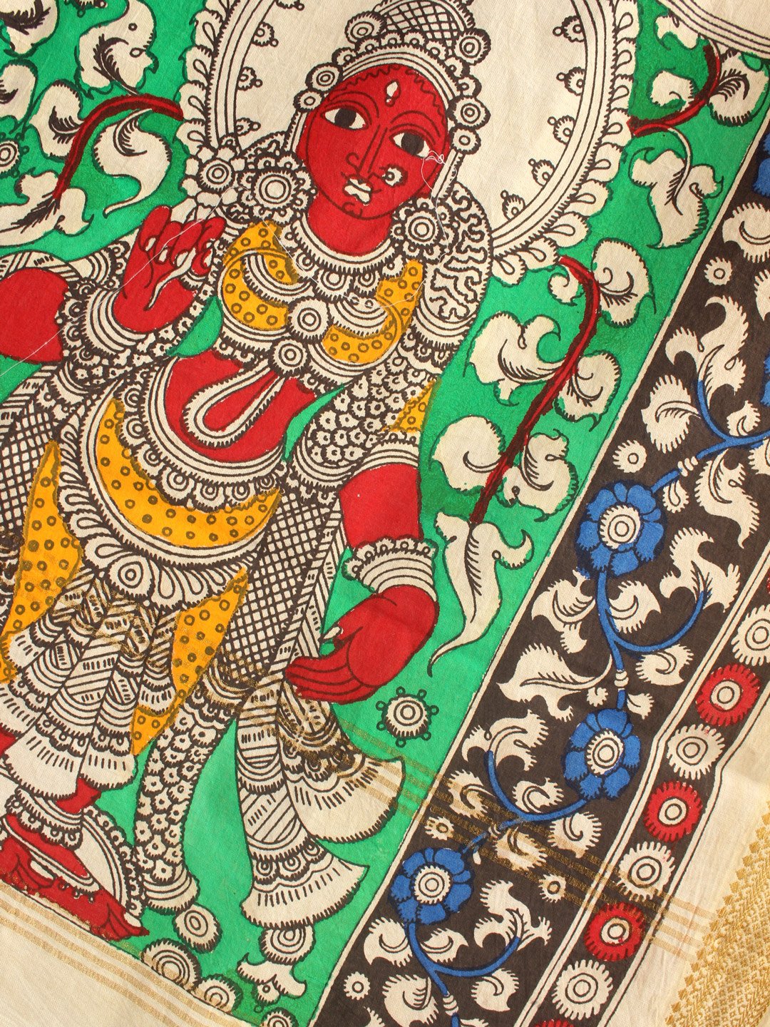 tree-pen-kalamkari-handpainted-off-white-cotton-dupatta tree-pen-kalamkari-handpainted-off-white-cotton-dupatta